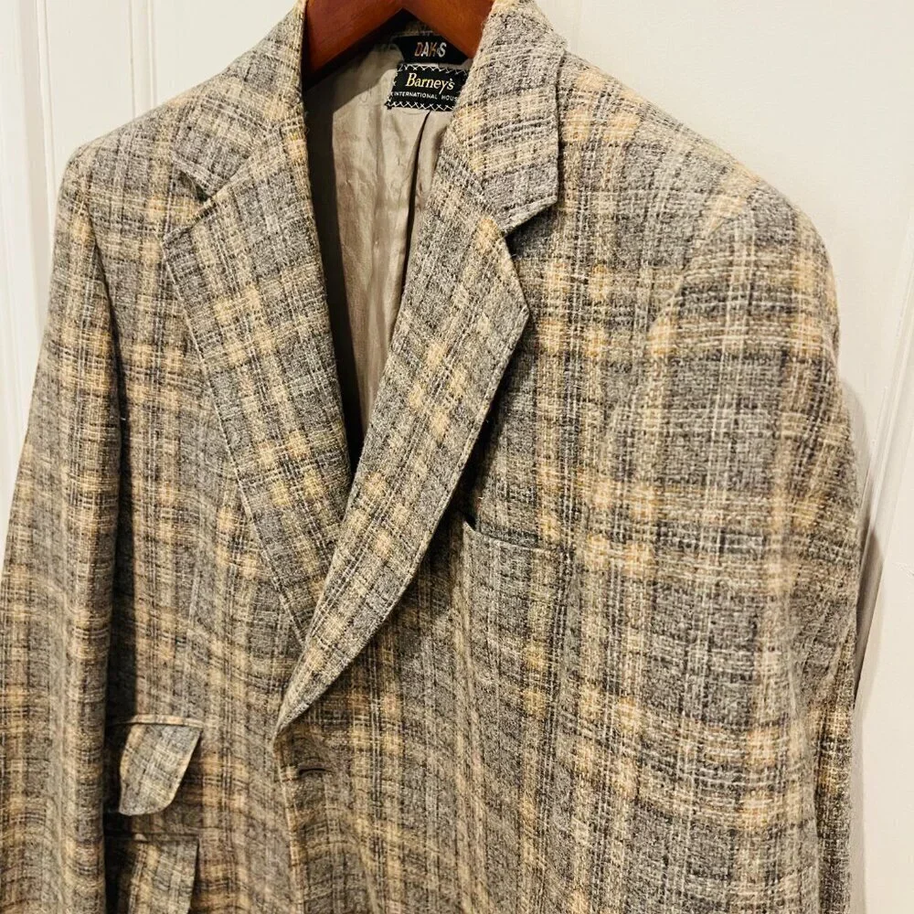 Vintage Daks London New York 42 R Blazer Jacket Plaid Sports Coat Lined